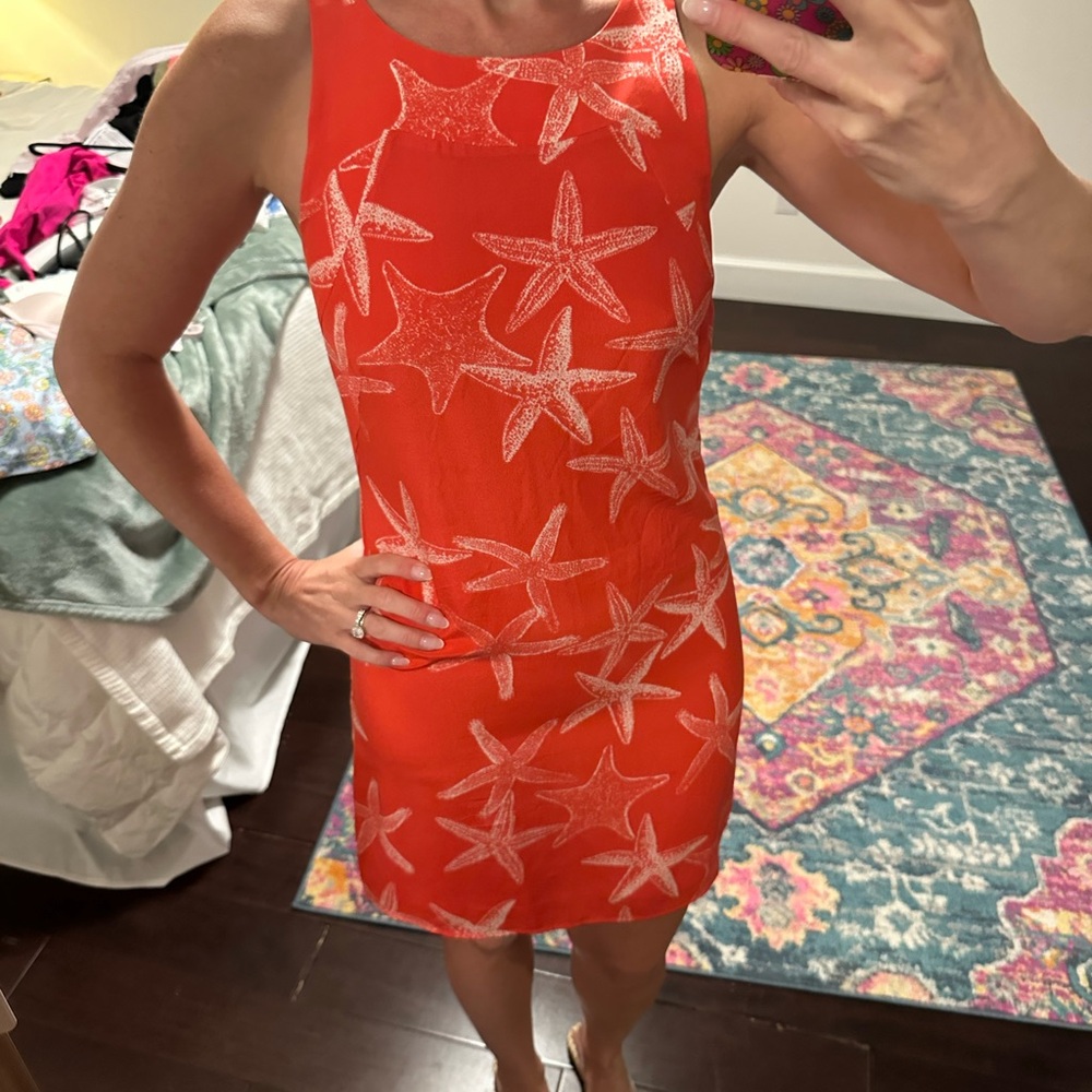 Starfish Patterned Orange Dress